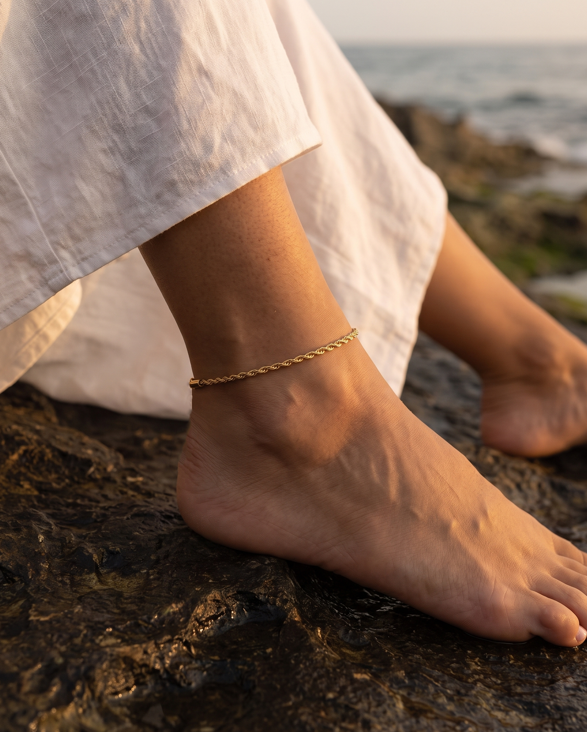 1.5mm Riviera anklet – Gold
