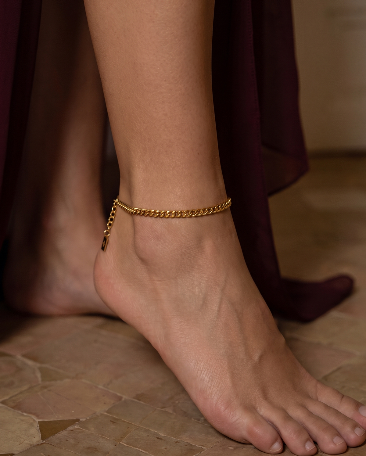 3mm Zola anklet – Gold