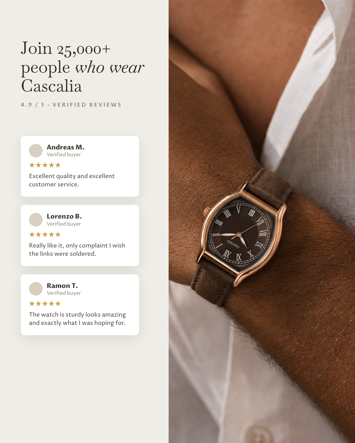 Caratello Rosegold Automatic Brown: verified customer reviews