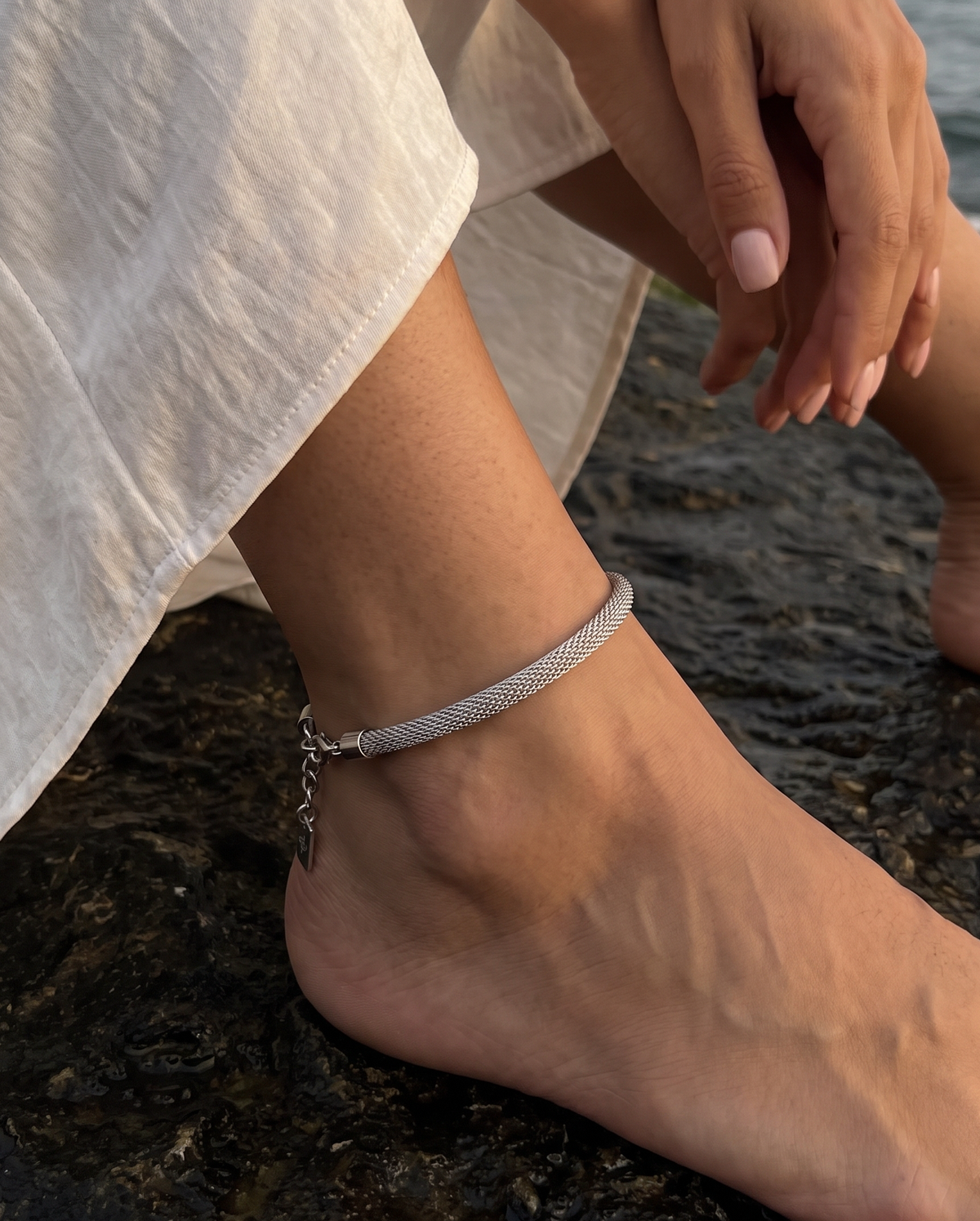 Emanuela anklet – Steel