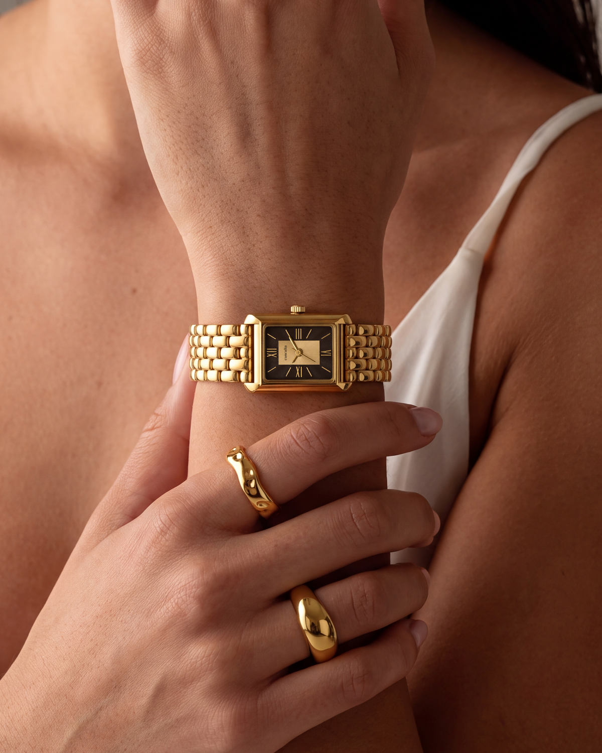 Muse Gold on the wrist