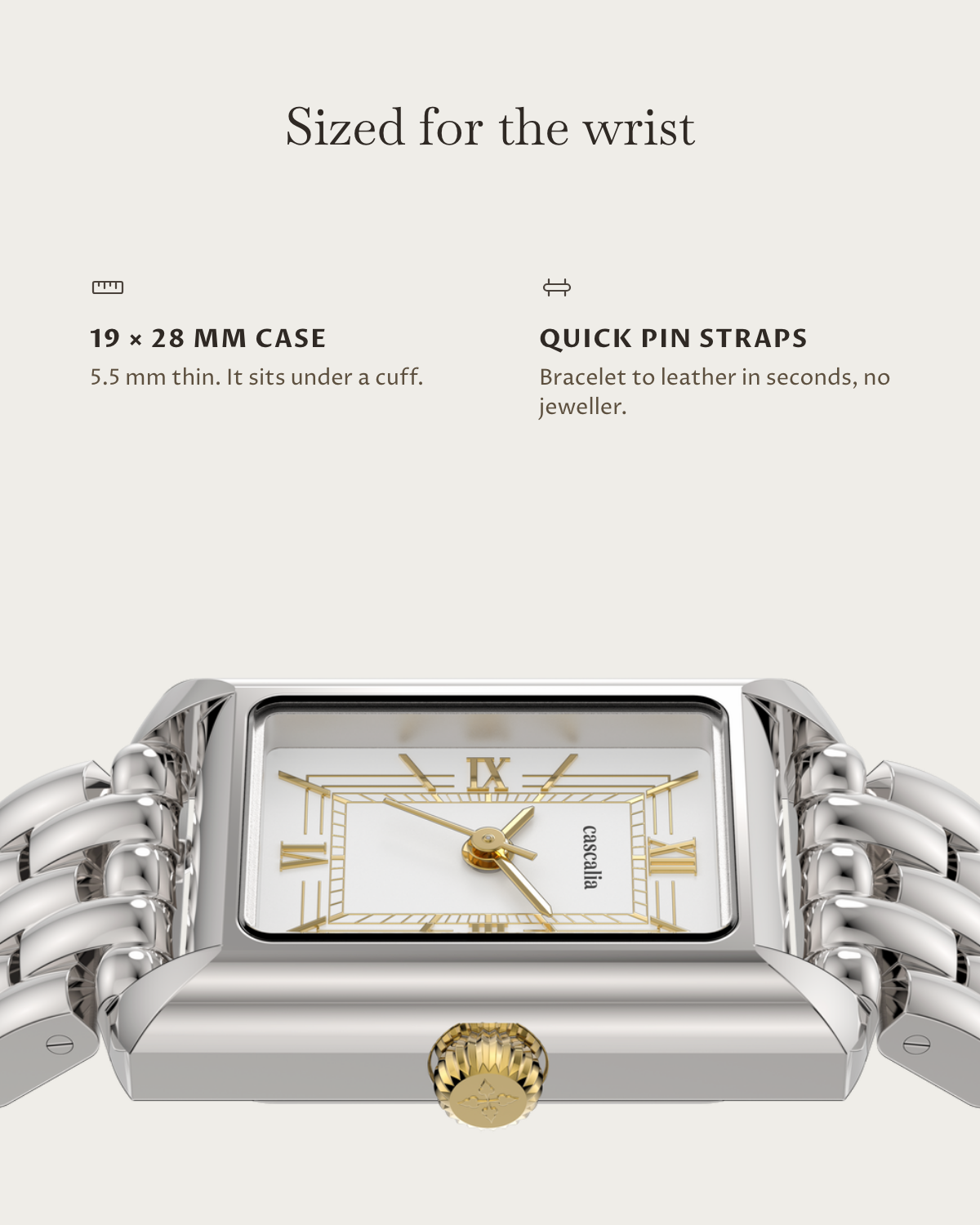 Muse Two tone: 19 × 28 mm case, 5.5 mm thick