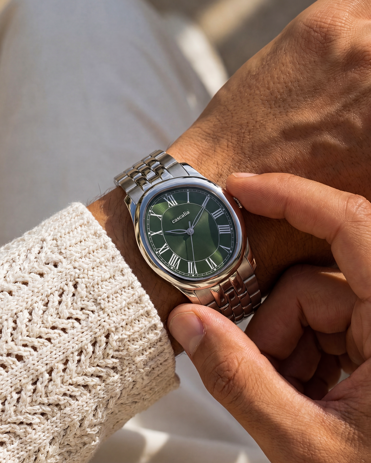 Tero Steel Green on the wrist