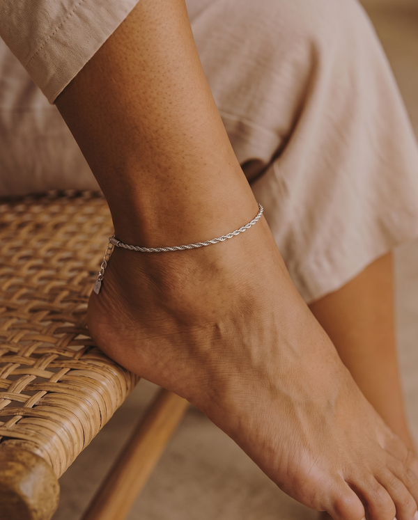 1.5mm Riviera anklet – Steel