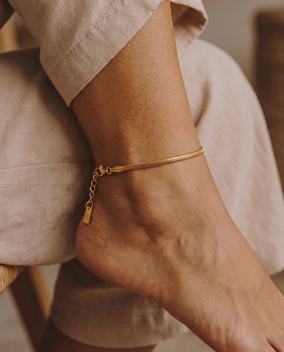 3mm Afra anklet – Gold