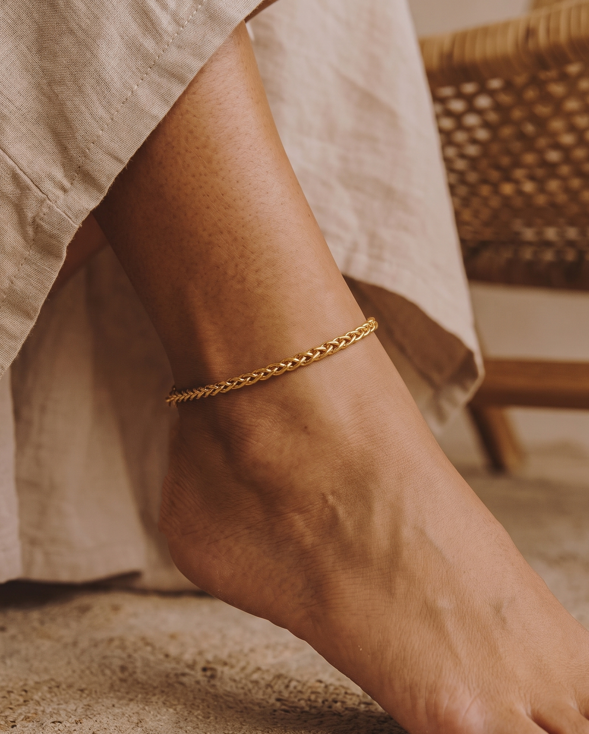 3mm Delfina anklet – Gold