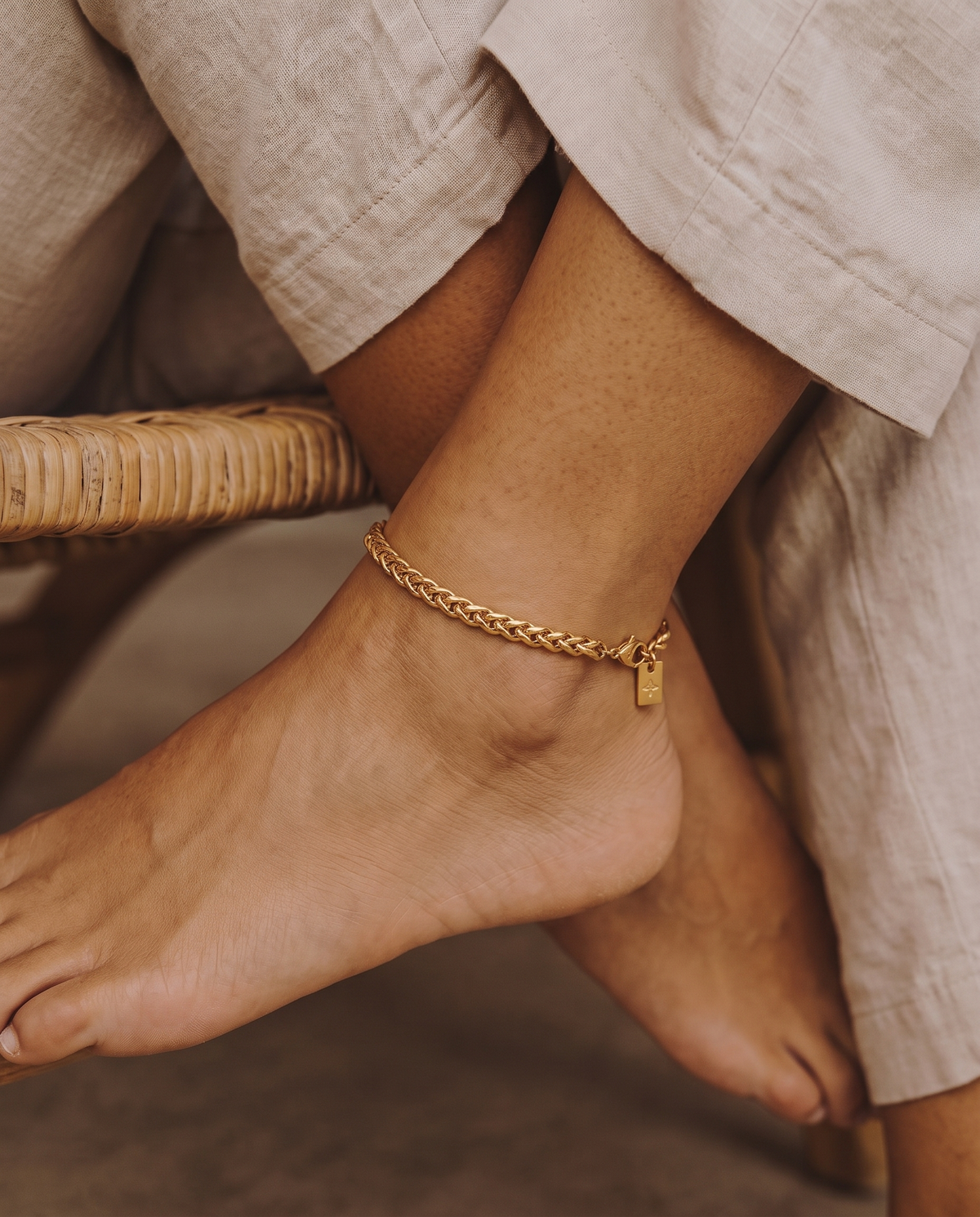5mm Delfina anklet – Gold