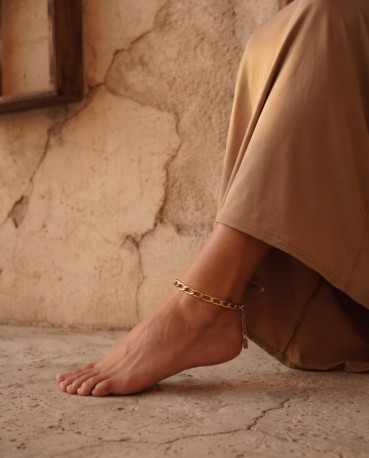 6mm Zefira anklet – Gold
