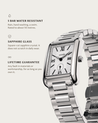 Arco Steel — 5 bar water resistant, sapphire glass, lifetime guarantee