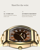 Caratello Gold Automatic Brown: 36 × 44 mm case, 10 mm thick
