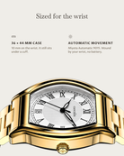 Caratello Gold Automatic: 36 × 44 mm case, 10 mm thick