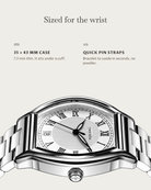 Caratello Steel Quartz: 35 × 43 mm case, 7.3 mm thick