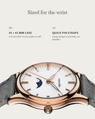 Cena Rosegold: 36 × 43 mm case, 4.9 mm thick