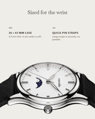 Cena Steel: 36 × 43 mm case, 4.9 mm thick