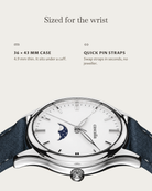 Cena Steel: 36 × 43 mm case, 4.9 mm thick