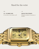 Lume Gold: 22 × 30 mm case, 6.3 mm thick