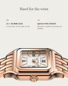 Lume Rosegold: 22 × 30 mm case, 6.3 mm thick