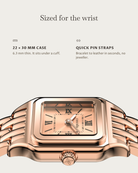 Lume Rosegold: 22 × 30 mm case, 6.3 mm thick