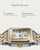 Lume two tone: 22 × 30 mm case, 6.3 mm thick