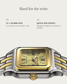 Lume two tone: 22 × 30 mm case, 6.3 mm thick