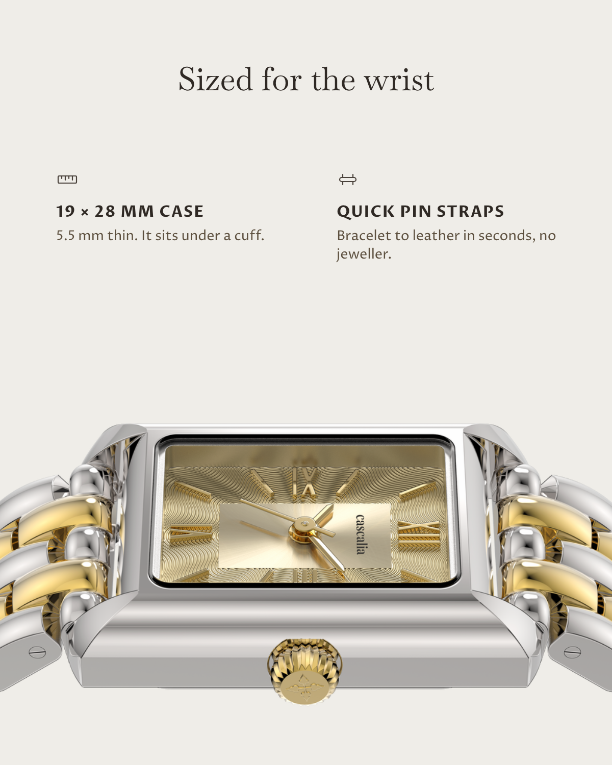 Muse Two tone: 19 × 28 mm case, 5.5 mm thick