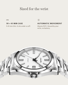 Solara Automatic White: 38 × 43 mm case, 9.45 mm thick