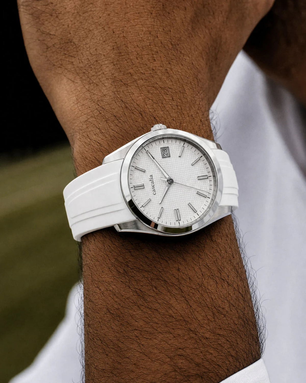 Solara Quartz White on the wrist