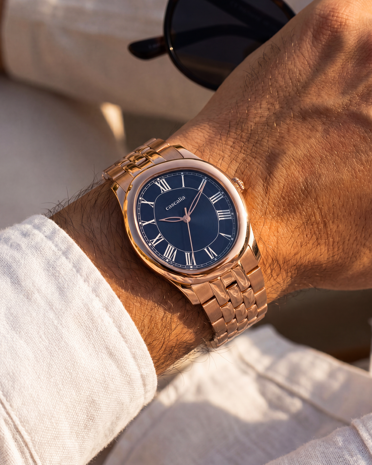 Tero Rosegold Blue on the wrist