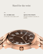 Tero Rosegold Brown: 34 × 44 mm case, 6.9 mm thick