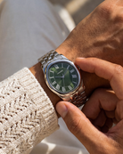 Tero Steel Green on the wrist