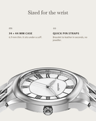 Tero Steel White: 34 × 44 mm case, 6.9 mm thick