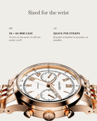 Velo Rosegold: 38 × 46 mm case, 10 mm thick